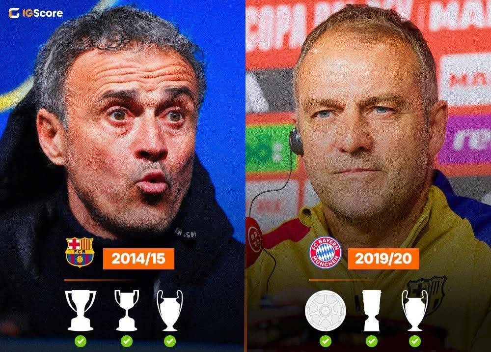 恩里克和弗里克都有望成为第2个两次获国内&amp;欧冠赛事三冠王的教练